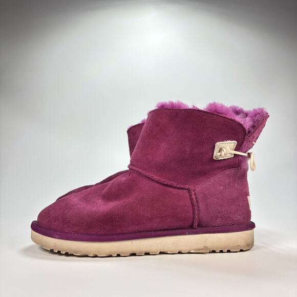 UGG Adoria Tehuano Purple Suede Back Lace Winter Ankle Boots Women's Size 11 - Picture 4 of 9